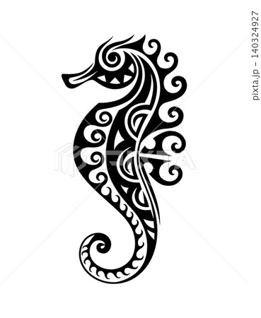 Maori seahorse animal ethnic graphic black tattoo 140324927