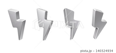 3D silver metal lightning icon chrome thunder bolt 3D silver metal lightning icon chrome thunder bolt 140324934