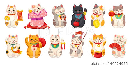 Maneki Neko Japanese lucky cats souvenirs set 140324953