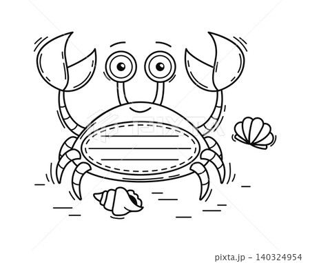 Crab cheerful animal kids memo note template 140324954