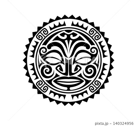 Maori sun face medallion tribe black tattoo Maori sun face medallion tribe black tattoo 140324956