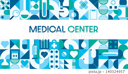 Medical care center poster with geometric pattern 140324957