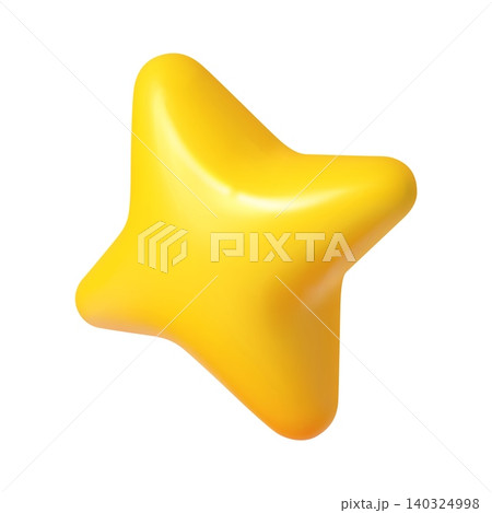 3d yellow star and spark realistic shape or symbol 140324998