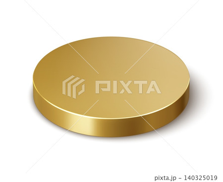 3D round golden podium stage, metal pedestal. Realistic gold metallic premium display for luxury products presentation, awards. Platform base mockup, promotional showcase, retail studio circular scene 3D round golden podium stage, metal pedestal. Realistic gold metallic premium display for luxury products presentation, awards. Platform base mockup, promotional showcase, retail studio circular scene 140325019