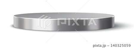 3D round silver podium stage, metal pedestal for vip product presentation and display. Realistic circular platform with smooth metallic surface and polished texture for luxury promotion or celebration 3D round silver podium stage, metal pedestal for vip product presentation and display. Realistic circular platform with smooth metallic surface and polished texture for luxury promotion or celebration 140325059