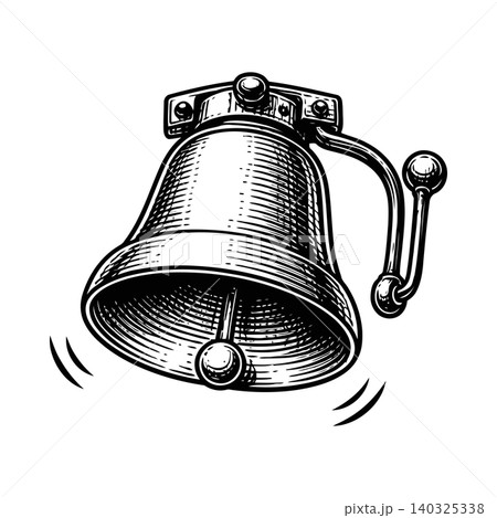 Bell illustration in black and white line art style for icon or sticker use Bell illustration in black and white line art style for icon or sticker use 140325338