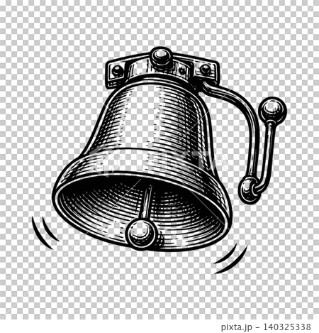 Bell illustration in black and white line art style for icon or sticker use Bell illustration in black and white line art style for icon or sticker use 140325338