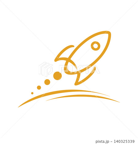 Rocket ship launch minimalist line art illustration for editorial and poster print 140325339