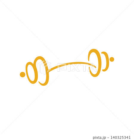 Yellow doodle barbell icon in minimalist line art style for fitness and sports design Yellow doodle barbell icon in minimalist line art style for fitness and sports design 140325341