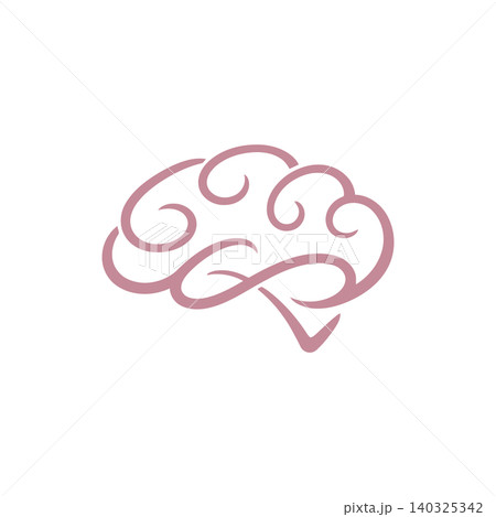 Brain illustration in minimalist line art style for educational materials and editorial use 140325342