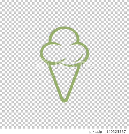 Ice cream cone line art icon in minimalist green vector style for food branding Ice cream cone line art icon in minimalist green vector style for food branding 140325387