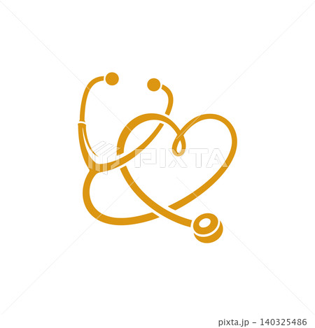 Stethoscope heart line art in minimalist vector style for medical branding and healthcare design Stethoscope heart line art in minimalist vector style for medical branding and healthcare design 140325486