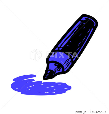 Blue marker illustration in doodle style for art supplies and stationery Blue marker illustration in doodle style for art supplies and stationery 140325503