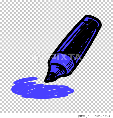 Blue marker illustration in doodle style for art supplies and stationery Blue marker illustration in doodle style for art supplies and stationery 140325503