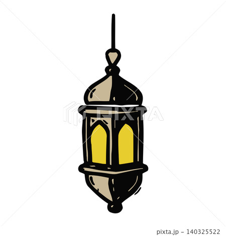 Hanging lantern in doodle style for Ramadan decoration and greeting cards 140325522