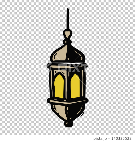 Hanging lantern in doodle style for Ramadan decoration and greeting cards 140325522
