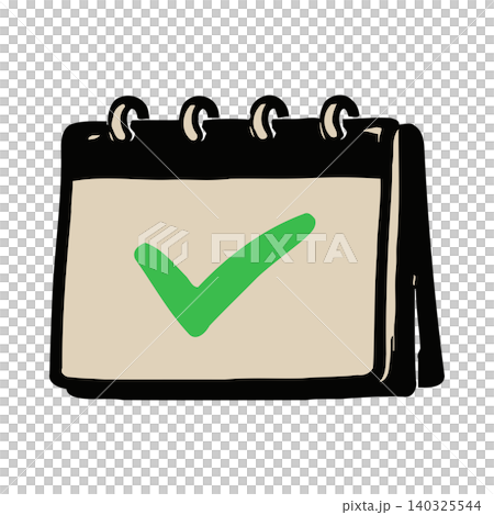 Calendar icon with green checkmark in simple flat vector style for office organization and planning Calendar icon with green checkmark in simple flat vector style for office organization and planning 140325544