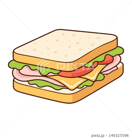 Sandwich cartoon vector illustration for food packaging and branding 140325596