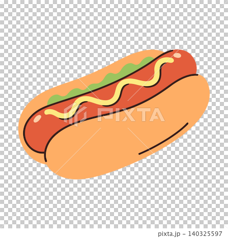 Hot dog in cartoon flat vector style for food illustration and branding 140325597
