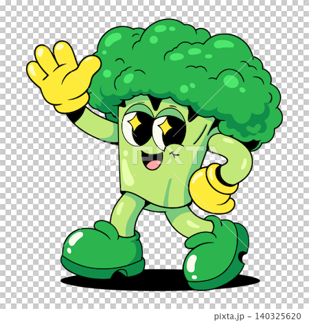 Broccoli mascot in cartoon vector style for food branding and packaging Broccoli mascot in cartoon vector style for food branding and packaging 140325620