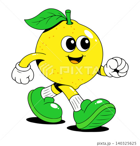 Smiling lemon mascot in running pose with green shoes cartoon vector Smiling lemon mascot in running pose with green shoes cartoon vector 140325625