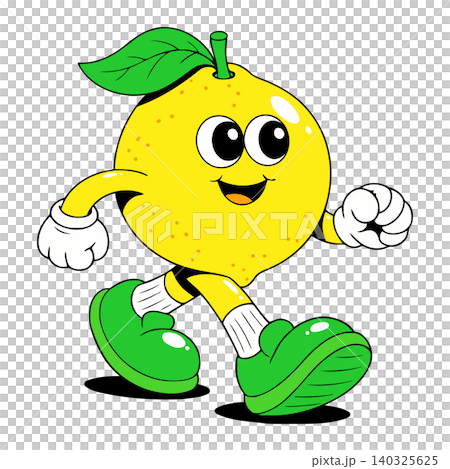 Smiling lemon mascot in running pose with green shoes cartoon vector Smiling lemon mascot in running pose with green shoes cartoon vector 140325625