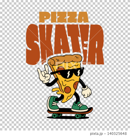 Pizza Skater Character in Cartoon Vector Style for Food Branding Pizza Skater Character in Cartoon Vector Style for Food Branding 140325648