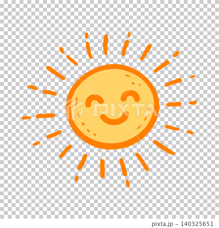 Smiling sun cartoon character in flat vector style for greeting cards and stickers Smiling sun cartoon character in flat vector style for greeting cards and stickers 140325651