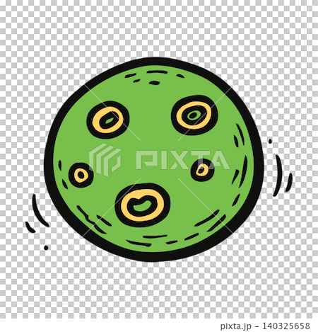 Green planet cartoon illustration with yellow details in motion Green planet cartoon illustration with yellow details in motion 140325658