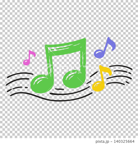 Colorful music notes doodle illustration for music education materials 140325664