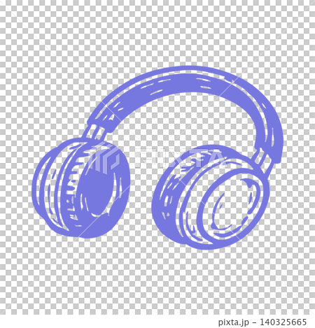 Headphones in blue doodle style for music and audio equipment Headphones in blue doodle style for music and audio equipment 140325665