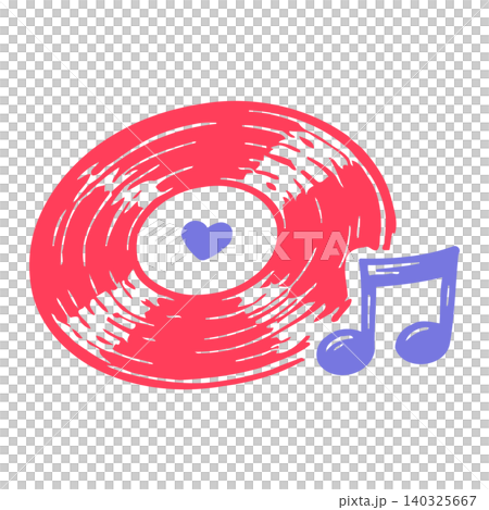 Vinyl record and music note doodle illustration for music themed decor Vinyl record and music note doodle illustration for music themed decor 140325667