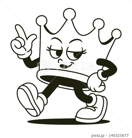 Cartoon crown mascot in playful vector style for sticker or greeting card 140325677