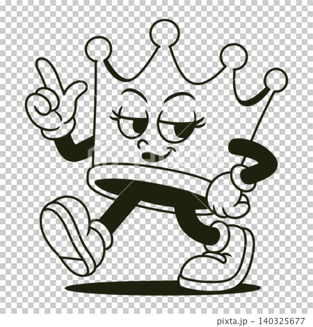 Cartoon crown mascot in playful vector style for sticker or greeting card 140325677