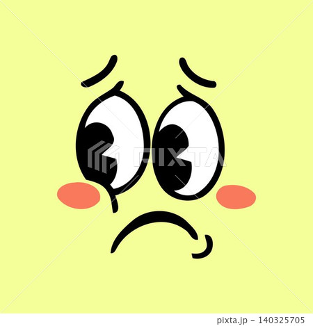 Sad face emoticon in simple flat vector style for digital media and emoticon set Sad face emoticon in simple flat vector style for digital media and emoticon set 140325705