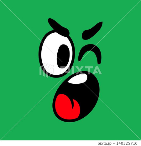 Cartoon face illustration in bold flat vector style for sticker or emoticon use 140325710