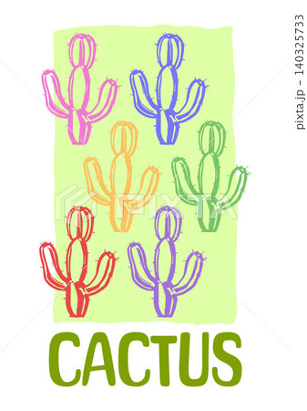 Cactus allover repeat pattern in hand drawn doodle style for textile print and fabric design Cactus allover repeat pattern in hand drawn doodle style for textile print and fabric design 140325733