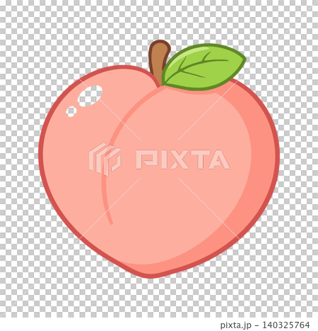 Peach fruit illustration in flat vector style for food packaging and branding 140325764