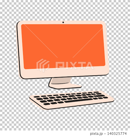 Computer monitor and keyboard in flat vector style for web design and technology Computer monitor and keyboard in flat vector style for web design and technology 140325774