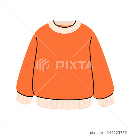 Orange sweater in flat vector style for fashion illustration and apparel design 140325776