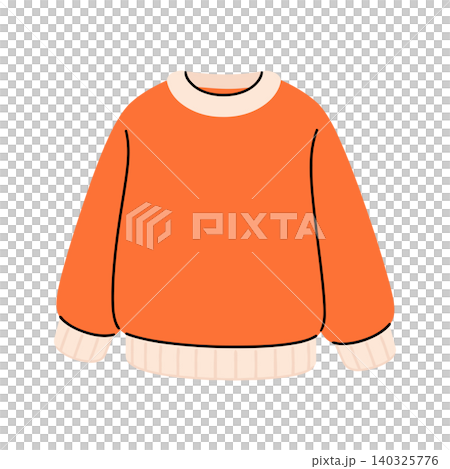 Orange sweater in flat vector style for fashion illustration and apparel design 140325776