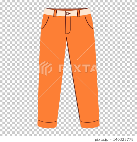 Orange pants in flat vector style for fashion illustration and clothing design 140325779
