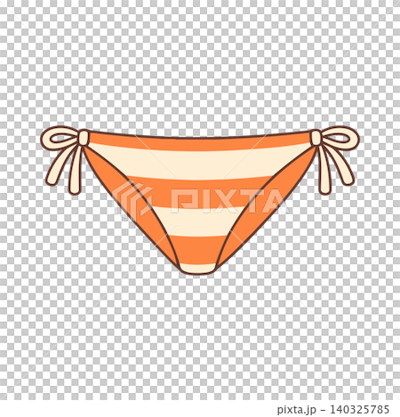 Orange striped bikini bottom in flat vector style for swimwear and beachwear Orange striped bikini bottom in flat vector style for swimwear and beachwear 140325785
