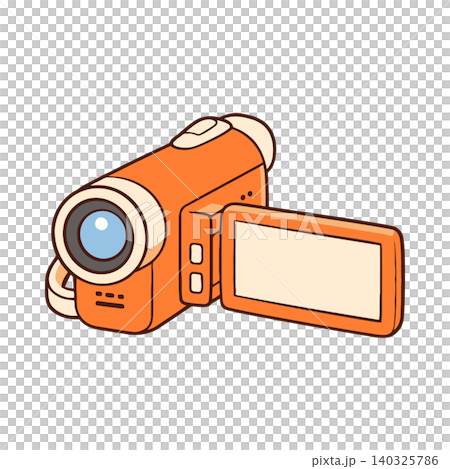 Orange video camera cartoon illustration for digital media and technology Orange video camera cartoon illustration for digital media and technology 140325786