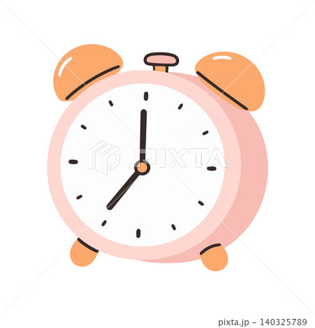 Pink alarm clock in flat vector style for home decor and wall art Pink alarm clock in flat vector style for home decor and wall art 140325789