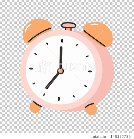 Pink alarm clock in flat vector style for home decor and wall art Pink alarm clock in flat vector style for home decor and wall art 140325789
