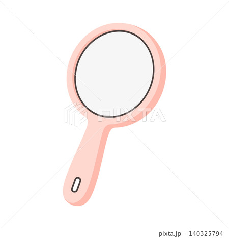 Pink handheld mirror in flat vector style for beauty and skincare branding Pink handheld mirror in flat vector style for beauty and skincare branding 140325794