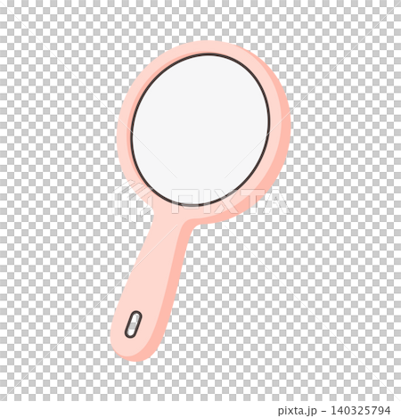 Pink handheld mirror in flat vector style for beauty and skincare branding Pink handheld mirror in flat vector style for beauty and skincare branding 140325794
