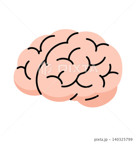 Human brain illustration in simple flat vector style for educational materials and medical branding 140325799