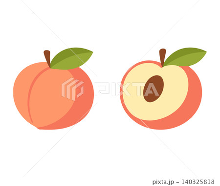 Peach flat vector illustration for food packaging and branding Peach flat vector illustration for food packaging and branding 140325818